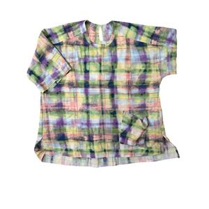 Melissa McCarthy Seven7 Blouse Multicolor Plus Size 1X Abstract Modern Chic